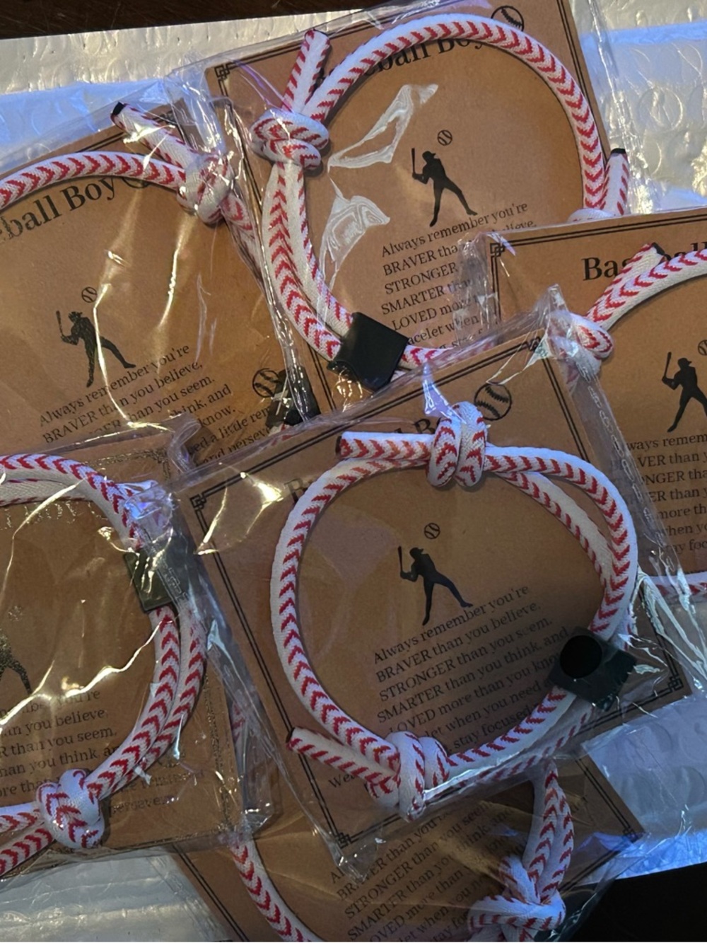 Baseball motivational bracelets Woven Cord Bracelet with Cross Accent pk of 6 - Picture 3 of 6